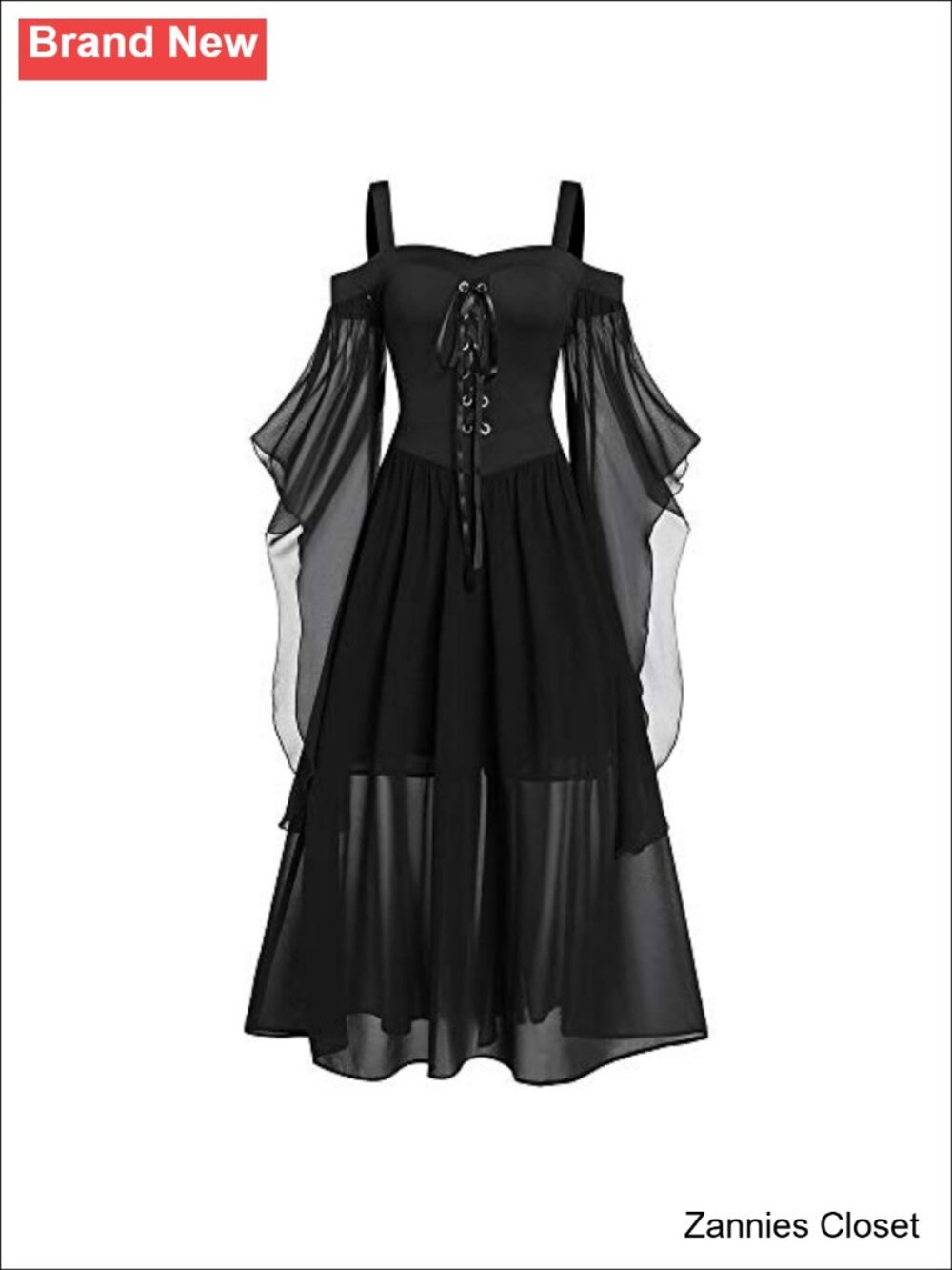 👻 Plus Size Butterfly Sleeve Gothic Victorian Maxi Dress Halloween Steampunk
